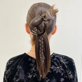 セミロング ヘアアレンジ ベージュ/アレンジ /横浜/杉本千夏のヘアスタイル