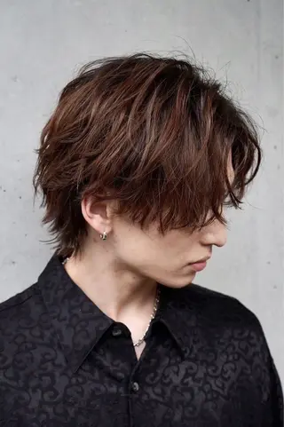 ミディアム パーマ 曲がる縮毛矯正 メンズ特化/鈴木美璃のヘアスタイル