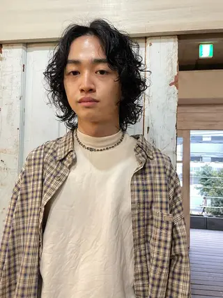 ミディアム パーマ メンズ 口コミ高評価/パーマ Tetsu【テツ】のヘアスタイル