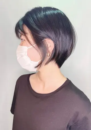ショート カラー パーマ ヘアアレンジ メンズ キッズ morio from london所属・松岡彩華 ボブ /グレージュのヘアスタイル