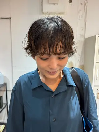 ショート パーマ ボブウルフ／ボブ Satsuki【名駅のヘアスタイル