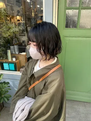 ショート パーマ 清水千優/パーマ/透 明感カラー/メンズのヘアスタイル