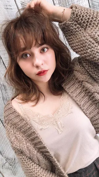 セミロング ヘアアレンジ 韓国ヘア♡おくれ毛♡ ボブ♡sayakaのヘアスタイル