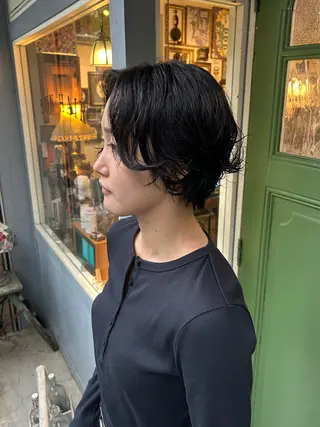 ショート パーマ 清水千優/パーマ/透 明感カラー/メンズのヘアスタイル