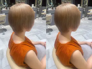 カラー ゆらんちょ/ブリーチ 無w/縮毛矯正/暖色のヘアスタイル