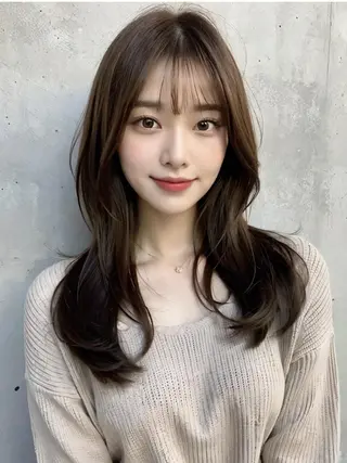 セミロング 髪質改善🇰🇷 レイヤーカット/梅田のヘアスタイル