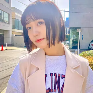 ミディアム カラー 暖色/艶髪/ボブ/ ショート/Ayaのヘアスタイル