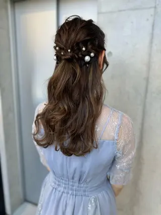 セミロング カラー パーマ ヘアアレンジ 透明感/オリーブ/ グレージュ/YUKAのヘアスタイル