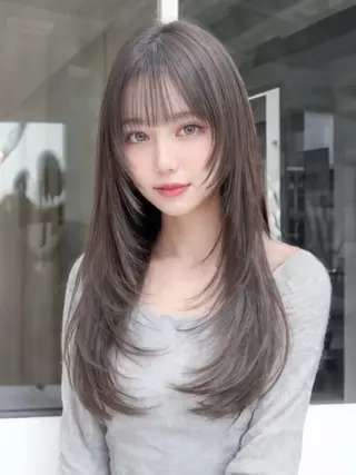 ロング 韓国風✨髪質改善✨ 縮毛矯正✨松浦知奈美のヘアスタイル