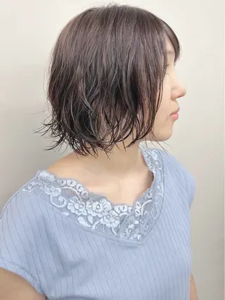 ショート カラー 小顔ボブ/お悩み解決 /ボブパーマ/とういのヘアスタイル