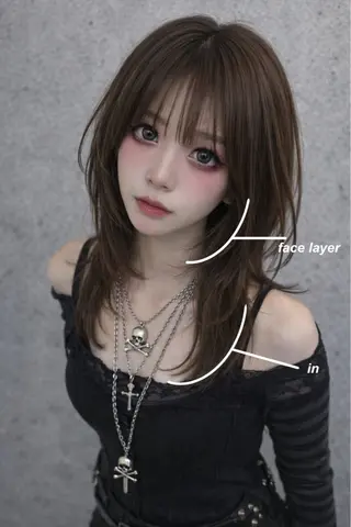 セミロング カラー y2k✩︎⡱レイヤー ウルフ/オリーブ🍀のヘアスタイル