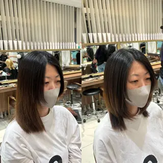 セミロング 飯田 真澄のヘアスタイル