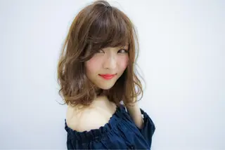 ミディアム 透明感カラー/ブリー チ✨駒場　笙のヘアスタイル