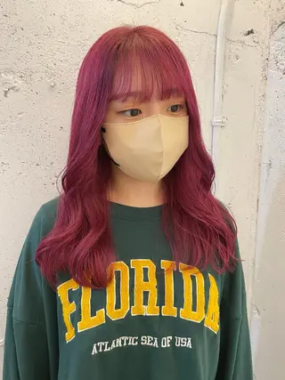 ロング カラー ブリーチなしカラー ダブルカラーエクステのヘアスタイル