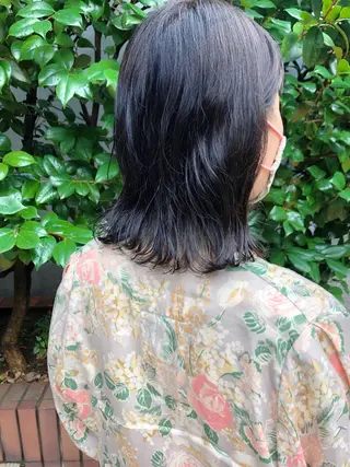 ミディアム カラー パーマ 長井 美佳のヘアスタイル