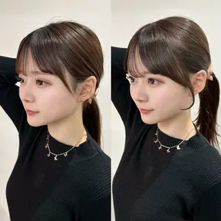 セミロング カラー ✨顔まわりカット ✨渋谷人気No.1✨のヘアスタイル