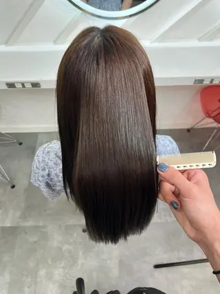 セミロング 山崎/ボブ縮毛矯正 レイヤー髪質改善のヘアスタイル