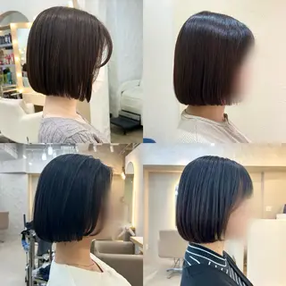 ショート カラー まとまるボブ/ 顔まわりレイヤーのヘアスタイル