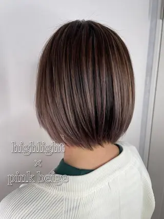 ショート カラー 小顔カット/透明感 カラー/美髪矯正🫧のヘアスタイル