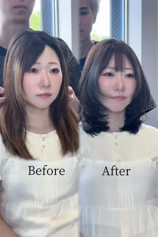 ミディアム 永田竜一/ 小顔くびれレイヤーのヘアスタイル