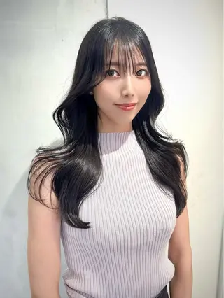 セミロング 韓国レイヤー/顔周り /縮毛矯正/羽田航のヘアスタイル