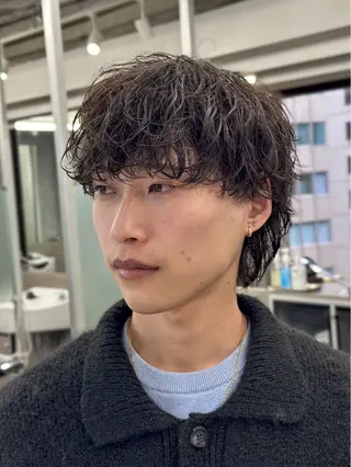 ミディアム パーマ メンズ 💈メンズ特化💈 barberコウヨウのヘアスタイル