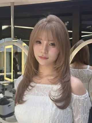 ロング 小顔韓国レイヤー× 艶髪 池袋/ハナ🌷のヘアスタイル