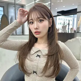 ミディアム カラー 縮毛/レイヤー 韓国/橋口のヘアスタイル