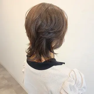 ミディアム 浜田りほ Luxbe 博多バスターミナルのヘアスタイル