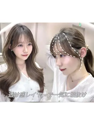 ミディアム カラー 韓国ヘア/レイヤー/ 顔まわり/りょーとのヘアスタイル