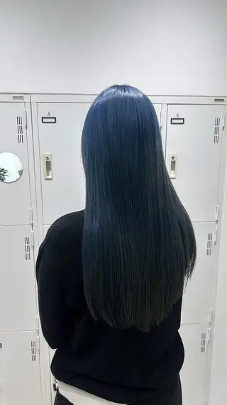 ロング 縮毛矯正/ブリーチ 無しWカラーのヘアスタイル