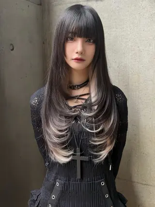 ロング カラー レイヤー/ハッシュ カット【春道】のヘアスタイル