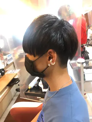 ショート メンズ 塩谷黎✨ブリーチ無W カラーメンズパーマ✨のヘアスタイル