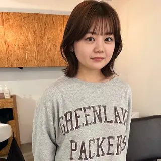 ミディアム 暖色/パーマ 🌼クニトウメイのヘアスタイル