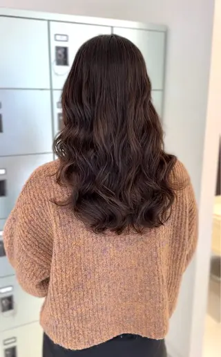 ロング パーマ デジタルパーマ/ コテ巻き風パーマのヘアスタイル