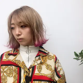 ミディアム 古屋 花織のヘアスタイル