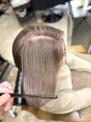 ミディアム カラー 白髪ボカシカラー /骨格に合わせカットのヘアスタイル