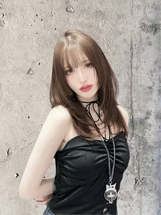 セミロング 韓国/縮毛矯正/ カンタのヘアスタイル