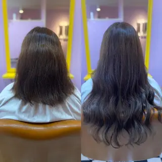 ロング カラー ヘアアレンジ チビ編み込みエクステ シールEXどぅ〜すのヘアスタイル