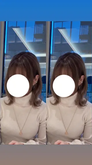 ミディアム カラー 🫧ふくだ りな 🕊のヘアスタイル