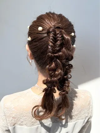 ロング ヘアアレンジ 艶ピンク*ヘアセット 🌙shioriのヘアスタイル