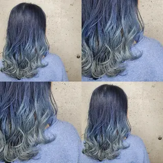 カラー セミロング ツヤ髪✨縮毛矯正 ハイトーンカラーのヘアスタイル