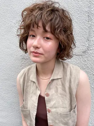 ショート パーマ 銀座No.1髪質改善 縮毛矯正/本木のヘアスタイル
