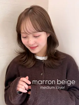 ミディアム 似合わせ/ベージュ /レイヤー/りほ🤍のヘアスタイル