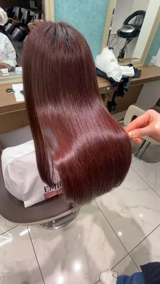 セミロング カラー パーマ 長妻莉央/縮毛矯正 髪質改善カラーのヘアスタイル