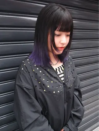 セミロング カラー 楪所属・チヒロ/パーマ /ハードパーマのヘアスタイル