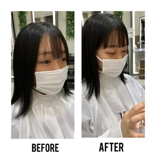 ミディアム tokute よしかわなお🍒のヘアスタイル