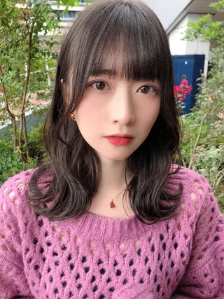 ミディアム カラー ヘアアレンジ 顔周りカット/髪質改 善/新宿/畑中稔里のヘアスタイル