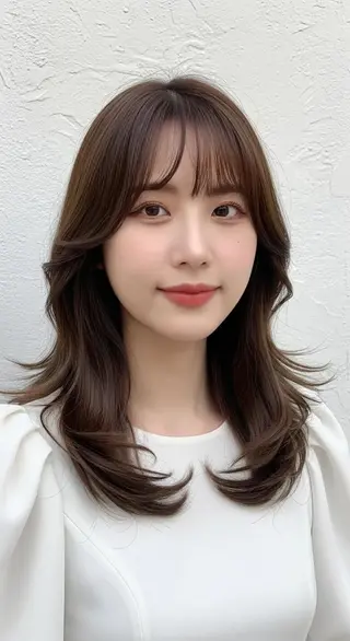 ミディアム ナカオ/酸性縮毛矯正 髪質改善/レイヤー/のヘアスタイル