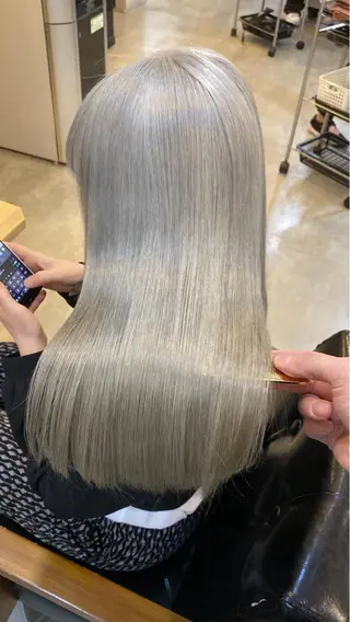 ロング カラー パーマ 美髪矯正 🌈髪質改善 山下のヘアスタイル